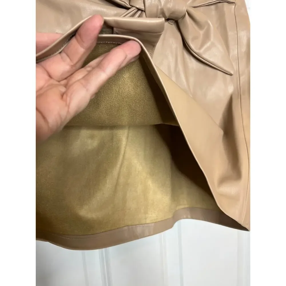 Jason Wu Medium Vegan‎ Leather Tan Wrap Mini Skirt